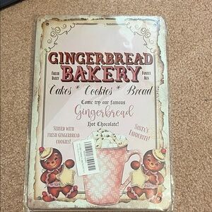 NIB pink ginger bakery metal sign